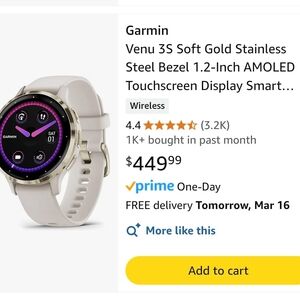 Garmin Venu 3S Smartwatch with Gold Bezel